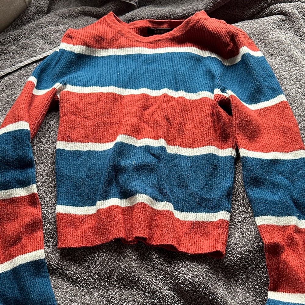 Forever 21 Red and Blue Striped Sweater